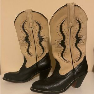 Frye Teju Black and Tan Lizard Cowboy Boot